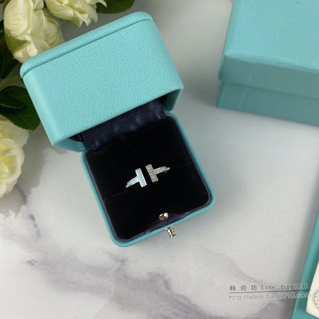 Tiffany純銀飾品 蒂芙尼女士專櫃爆款T Square戒指 Tiffany白貝母藍松石925戒指  zgt1589